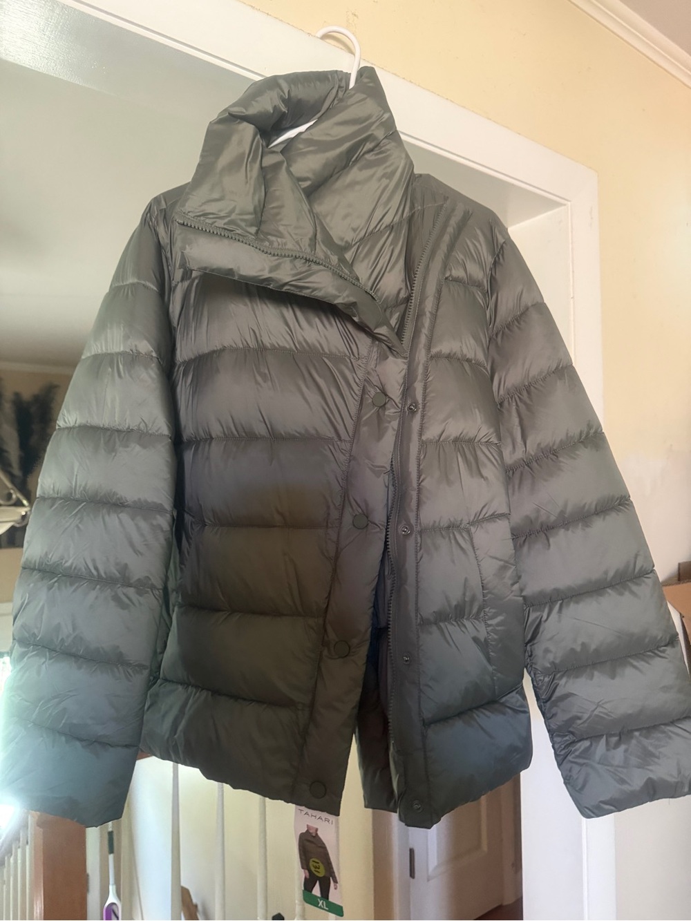 Tahari Olive Quilted Puffer Jacket